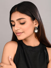 Statement earrings featuring a bold circular design with a vintage finish Black