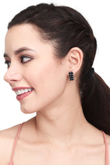 Silver Oxidised AD Stone Stud in Brass