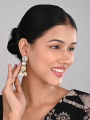Meenakari & Kundan Drop Earring gold & white