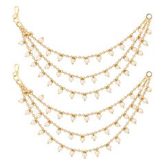 Gold Plated Ear chains small beads-1