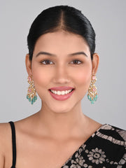 Gold plated Kundan & AD stone chandbali bali - Multi