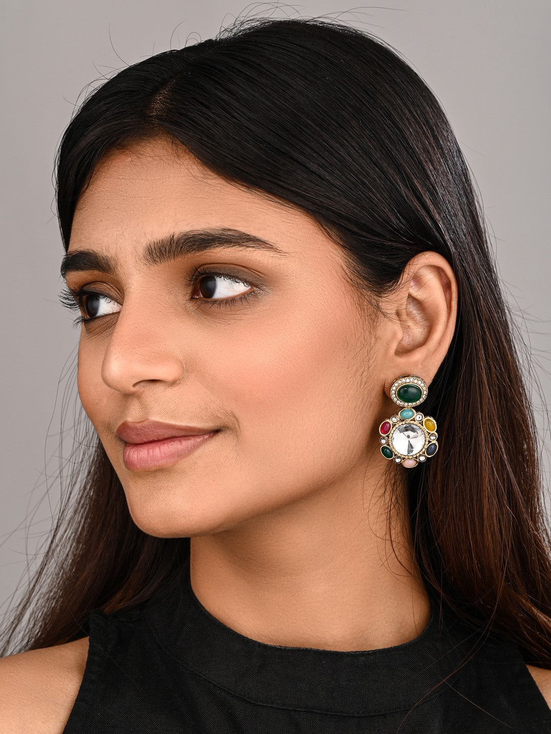 Statement earrings featuring a bold circular design with a vintage finish Multi