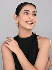 Gold-Plated Temple Bell Earrings- Red