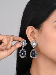 Hand-Painted Drop Earrings Blue