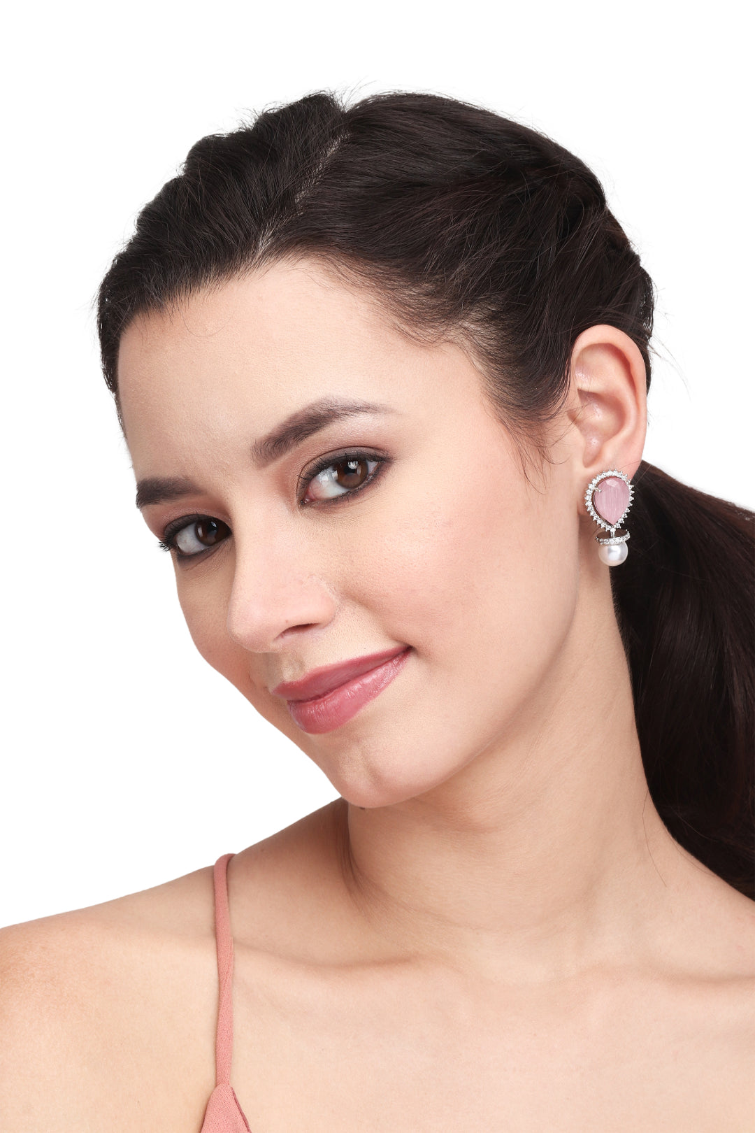 Gold plated AD stone drop earring