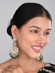 Gold plated & Meenakari Chandbali Green