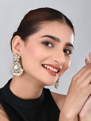 Gold plated Kundan & Pearl drop Earrings