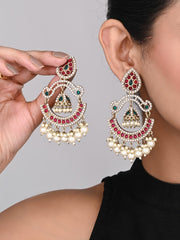 Gold plated Stone & beads chandbali Earring -  Multi