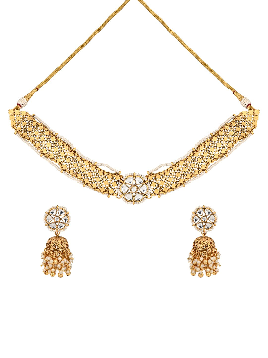 Kundan Choker Necklace Set with Stud Earrings