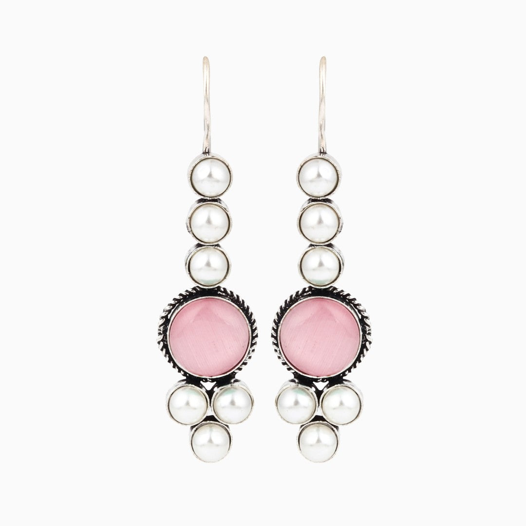Pearl & Stone drop earring Pink