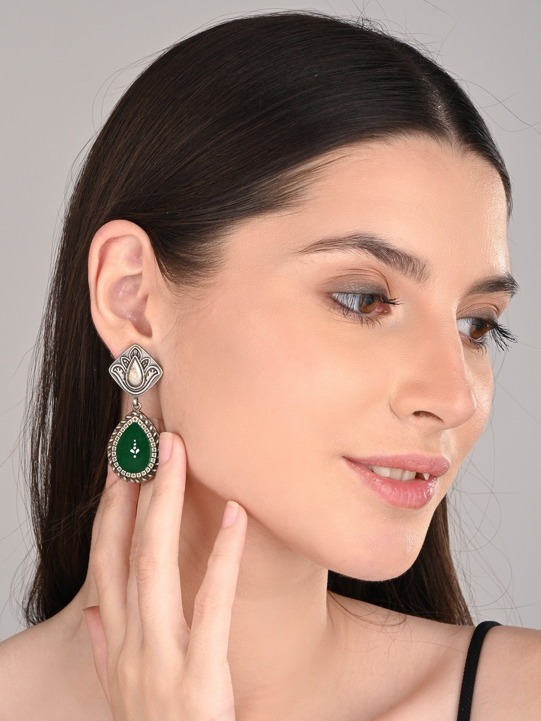Hand-Painted Drop Earrings green