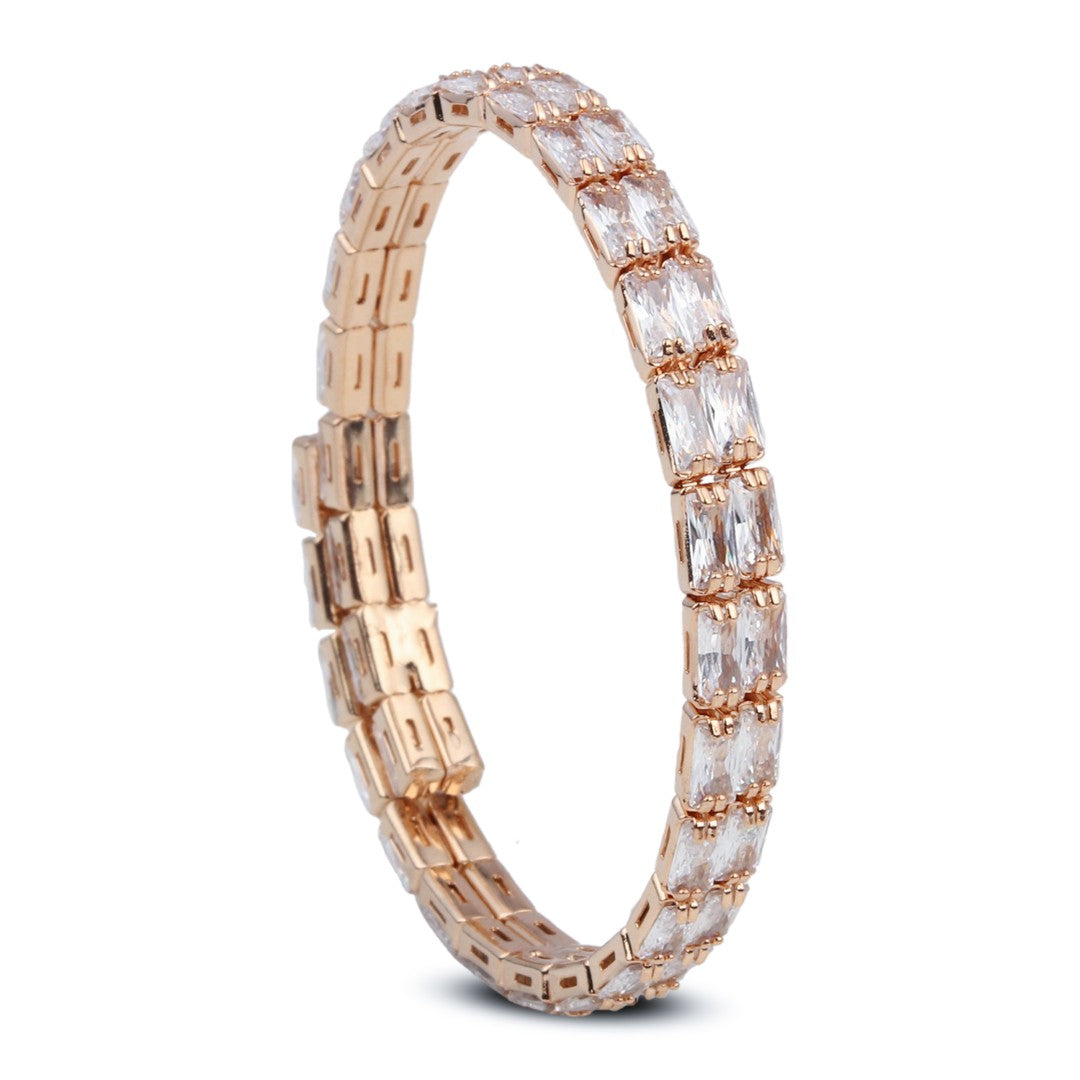 Rose Gold-Tone CZ Tennis Bracelet Bangle