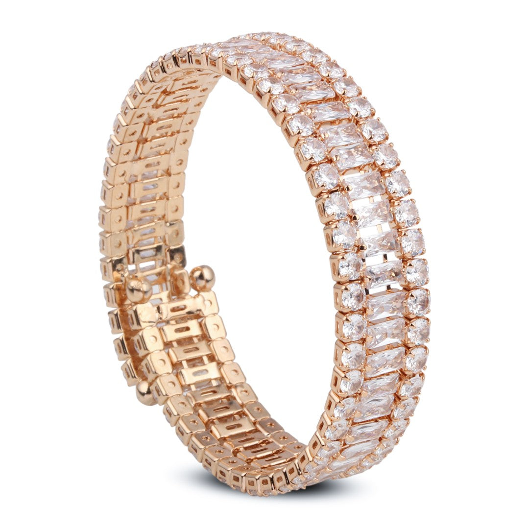 Rose Gold-Tone CZ Tennis Bracelet Bangle