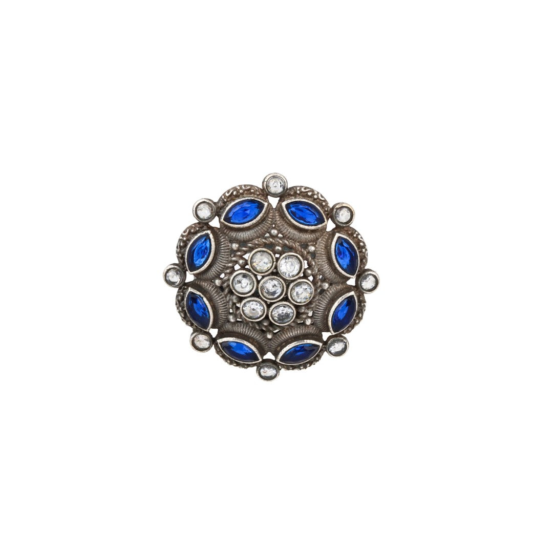 Green stone circular adjustable ring