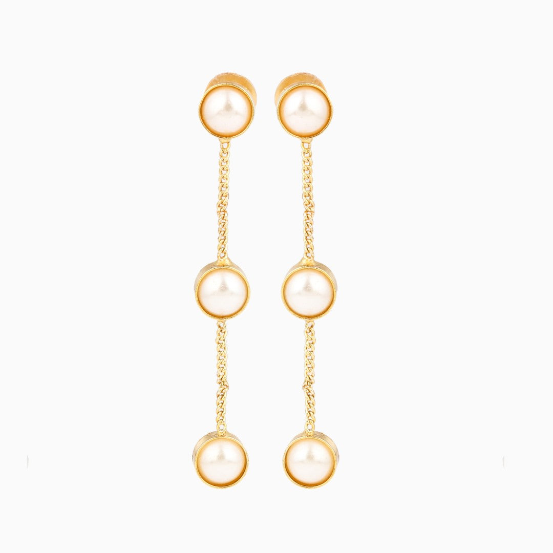 Gold plated pearl Drop Earring