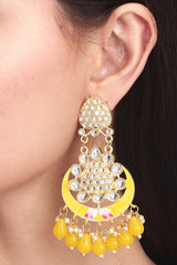 Gold plated Chandbali with Meenakari