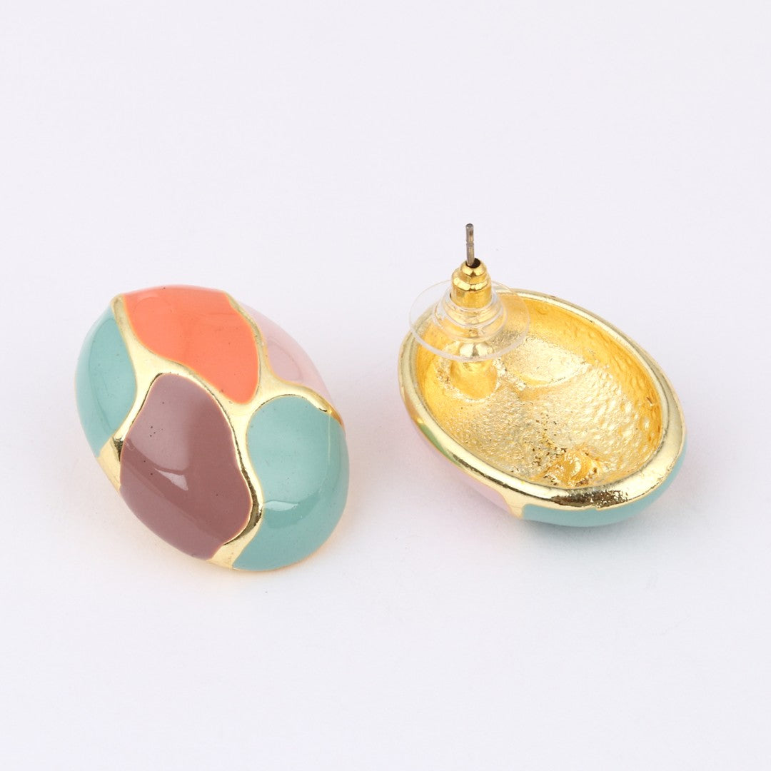 Enamelled Oval Stud earring Multicolor