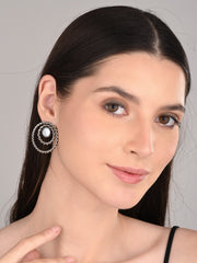 Circular Studs in silver Oxidised finish
