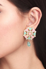 Gold plated Multi col Stone Studs