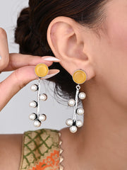 Yellow Stone & pearl drop Earring