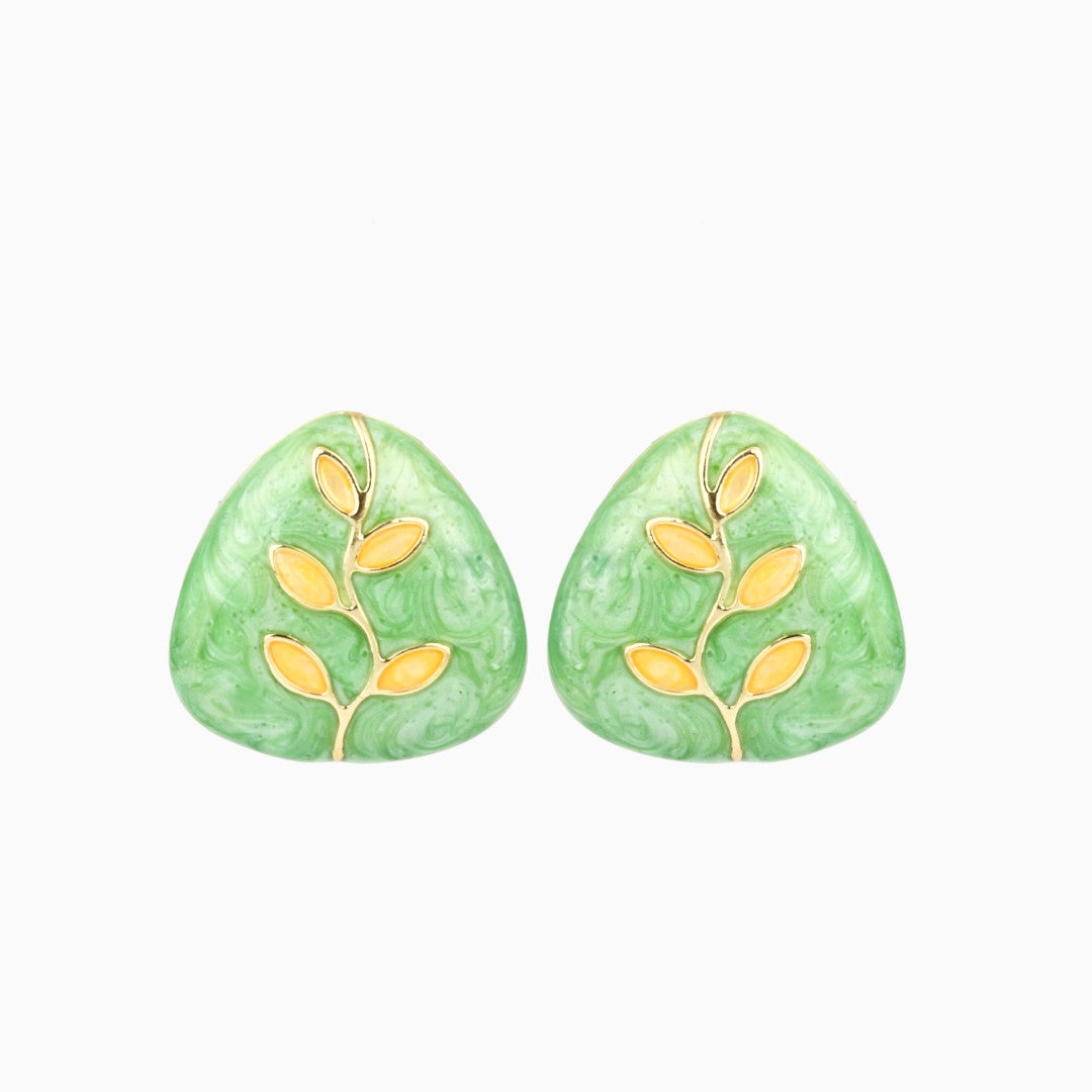 Enamelled Studs earring Green