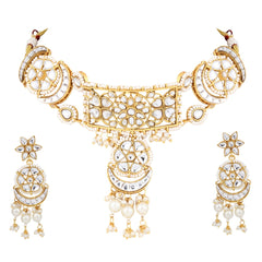 Kundan & Meenakari Necklace Set Gold