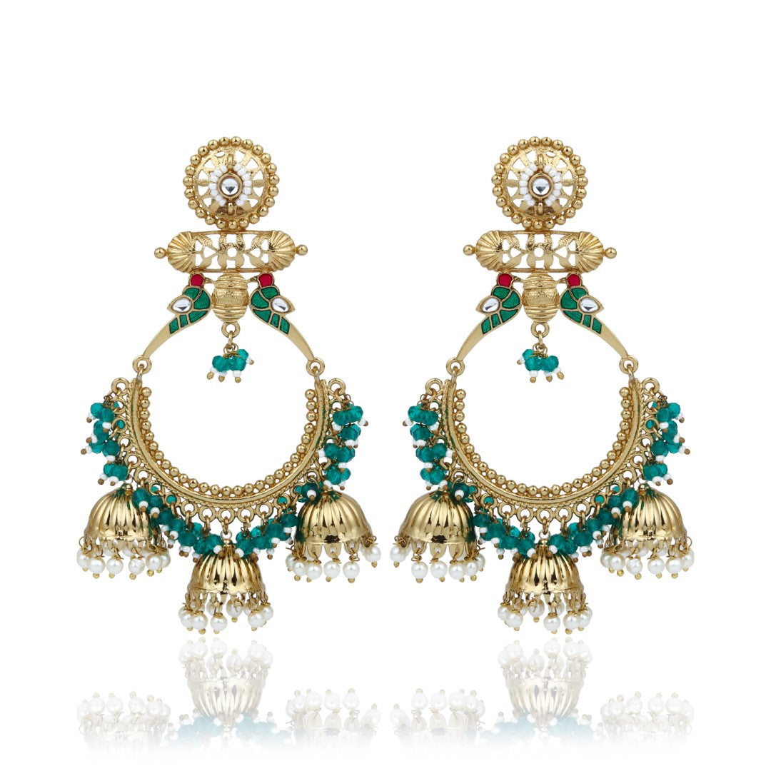 Mrinmayi Peacock Inspired Chandbali Earrings