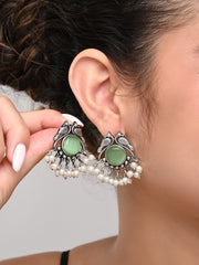Silver plated bird studs Green