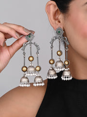 Dual tone Jhumka Earring -Silver & gold