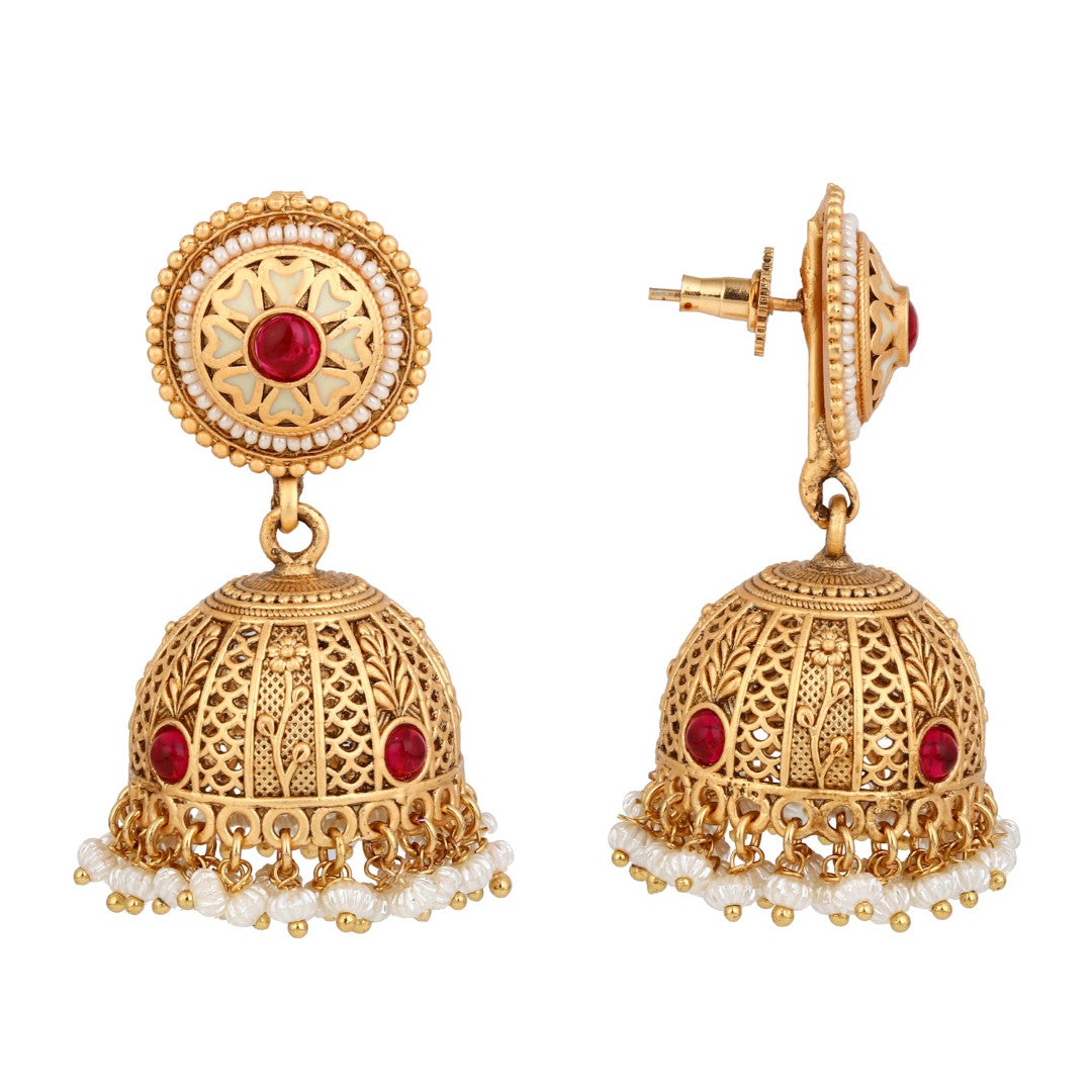 Royal Stone Antique Jhumka Earrings