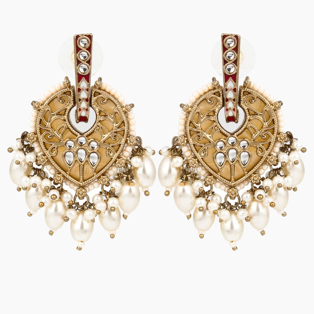 Pear-Shaped MOP Drop Earrings with White Pearl Charm