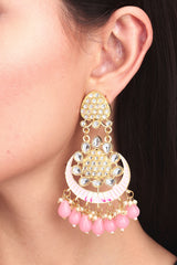 Gold plated Chandbali with Meenakari