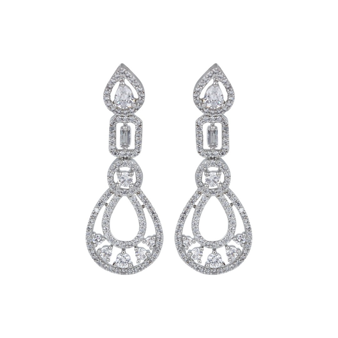 Rhodium-Plated Teardrop Earrings