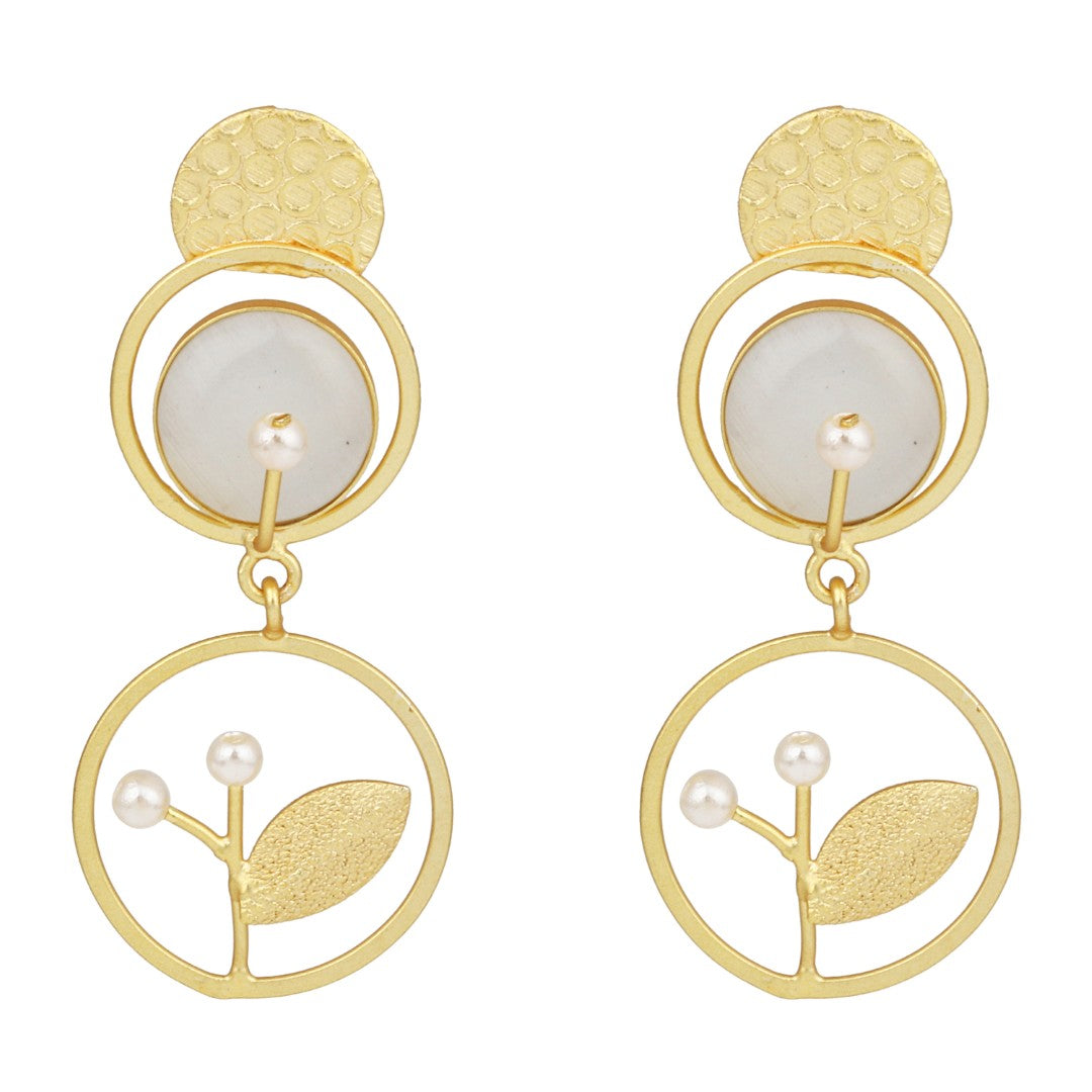 Contemporary Geometric drop earring White