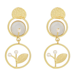 Contemporary Geometric drop earring White
