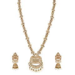 Gold plated long kundan necklace & Earring set