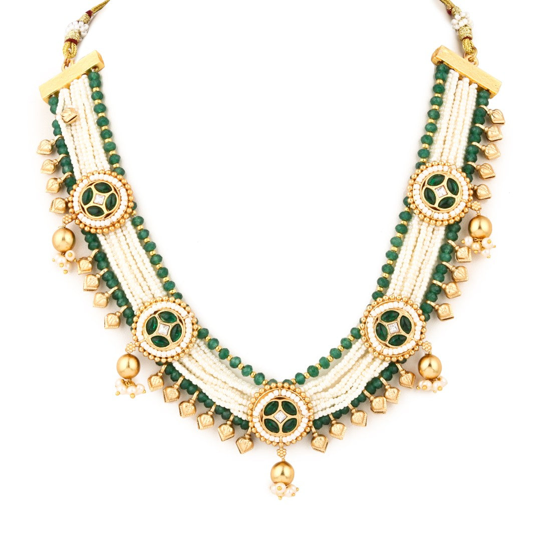 Green Necklace set Made in brass