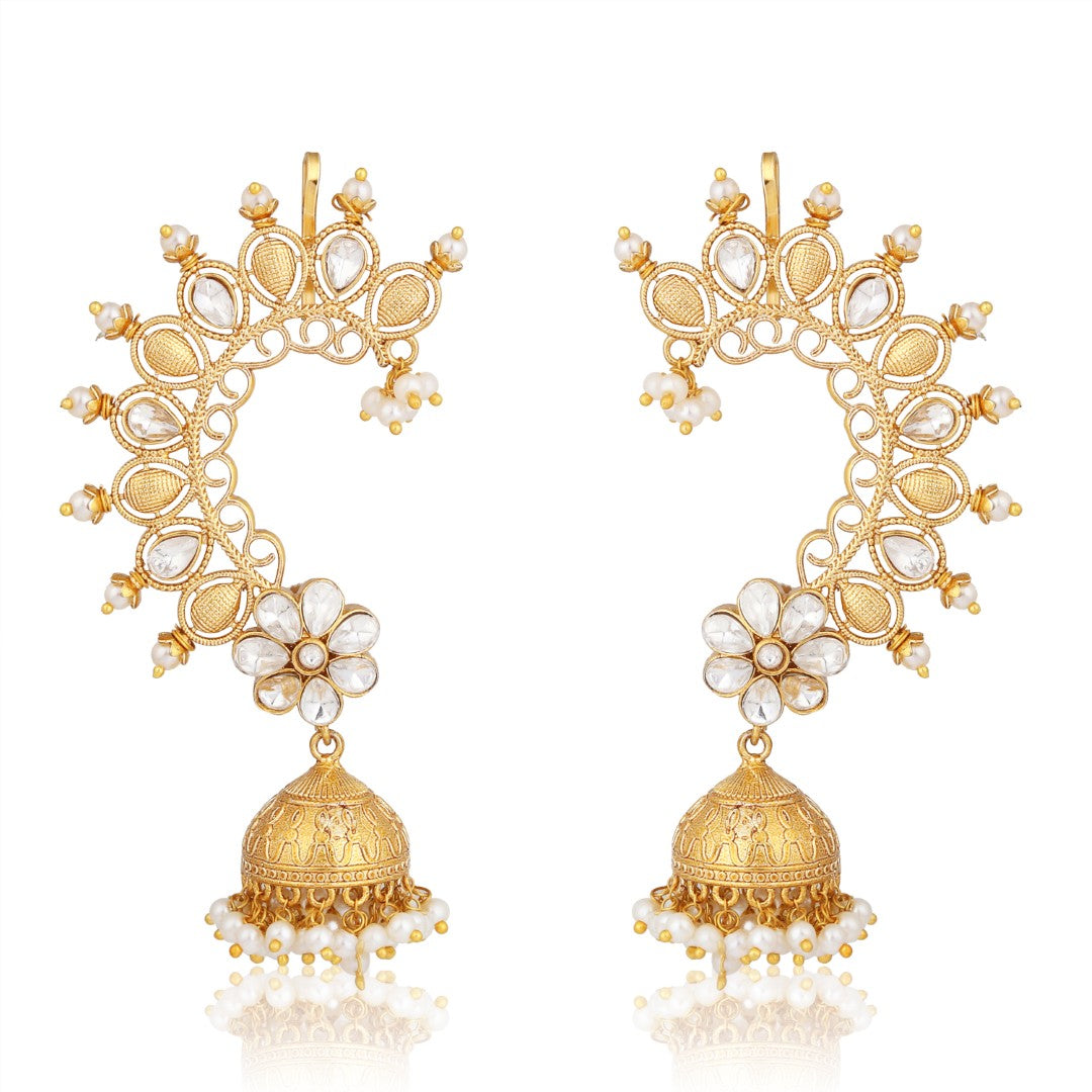 Gold-Tone Earcuffs with Jhumka