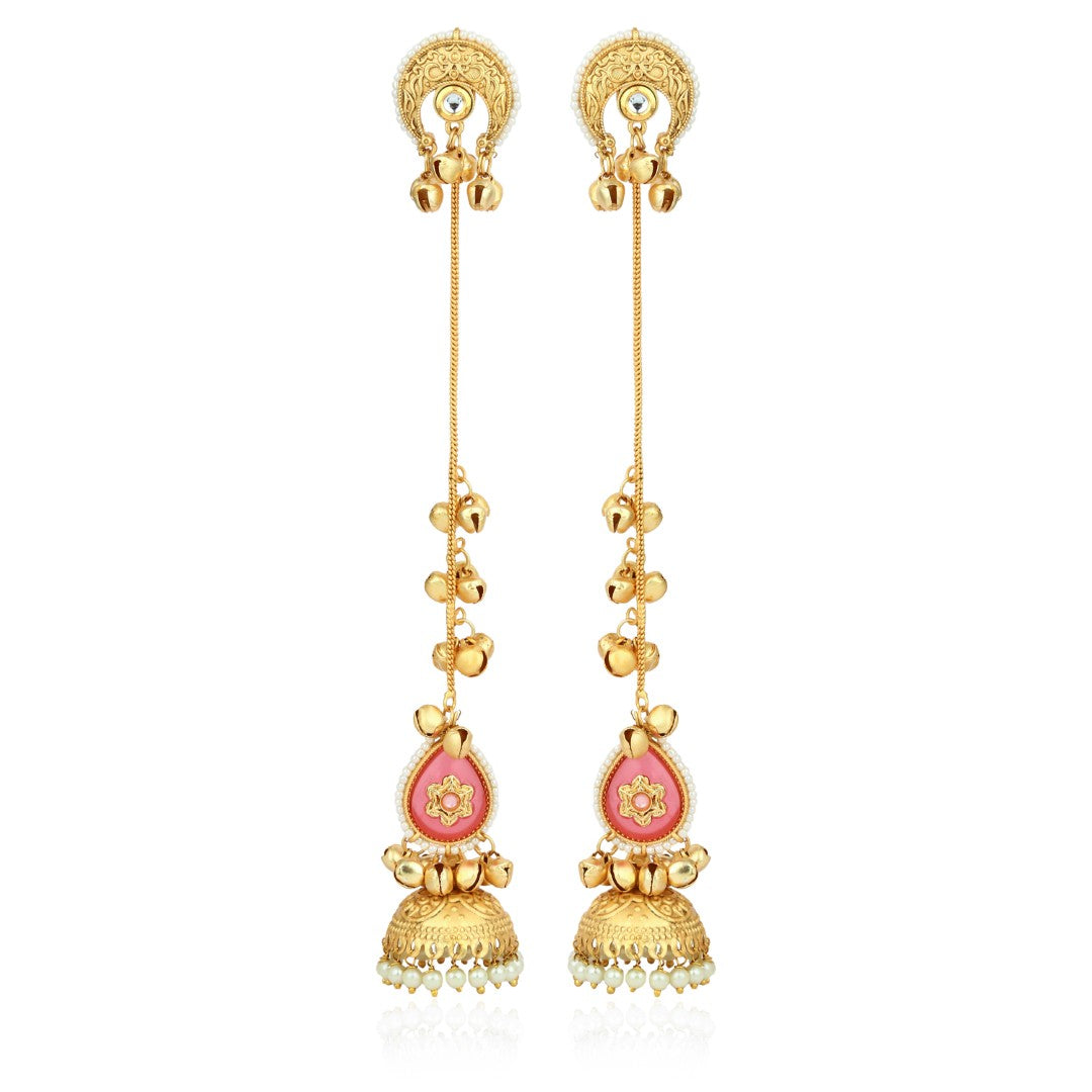Gold plated Kshimiri long Jhumka Earrings