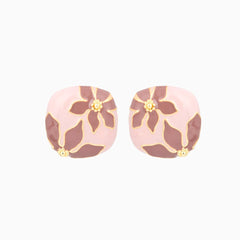 Enamelled Pink coloured Stud  earring