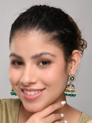 Gold plated kundan & Blue Meenakari Jhumka Earring
