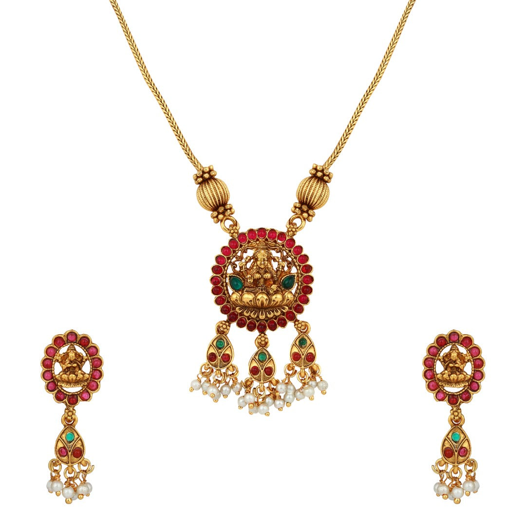 Traditional Lakshmi Pendant Necklace Set