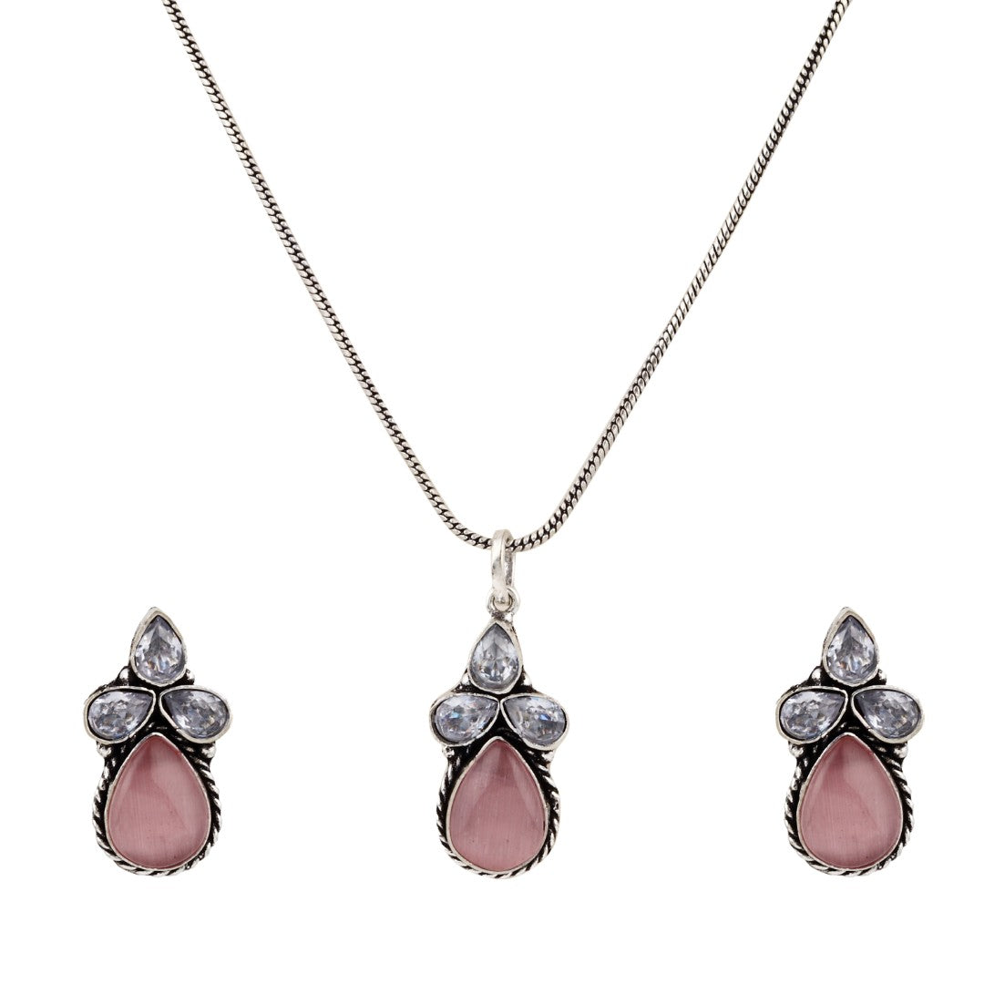 Silver Oxidised finish AD pendant Set
