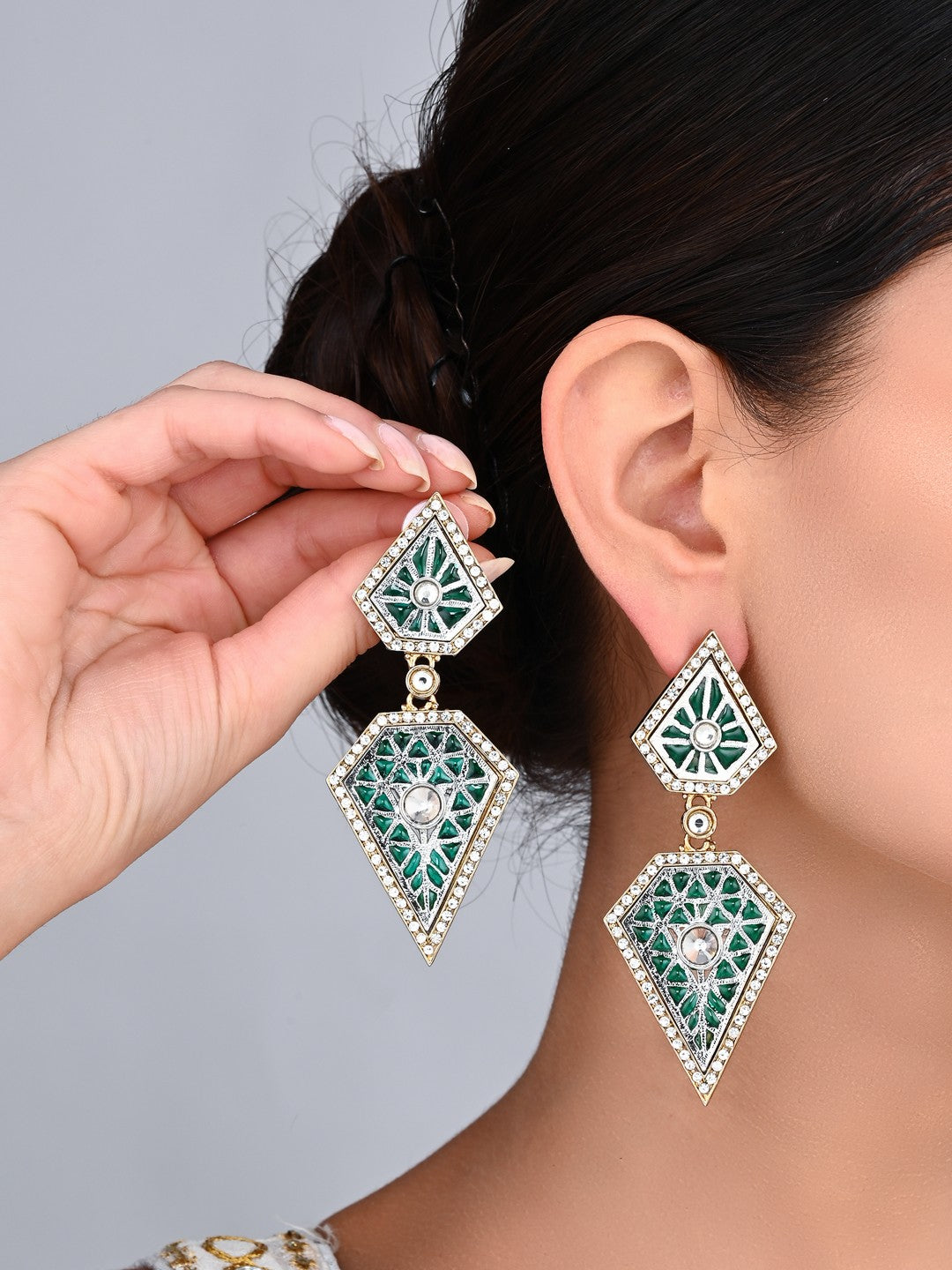 Zara Turquoise Geometric Crystal Drop Earrings