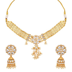 Kundan Choker Necklace Set with Jhumka Earrings