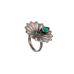 Green AD stone circular adjustable ring