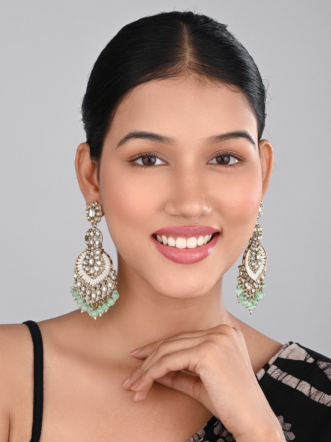 Gold plated & Meenakari Chandbali Mint