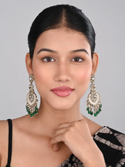Gold plated & Meenakari Chandbali Green