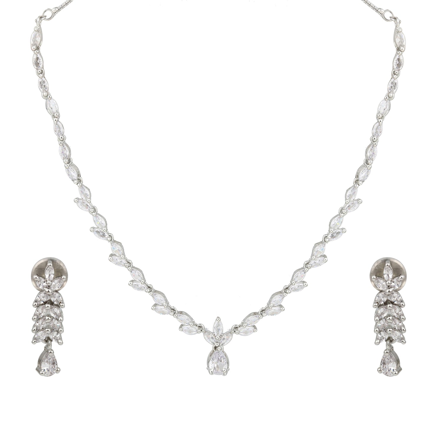 Silver-Tone Teardrop Necklace Set