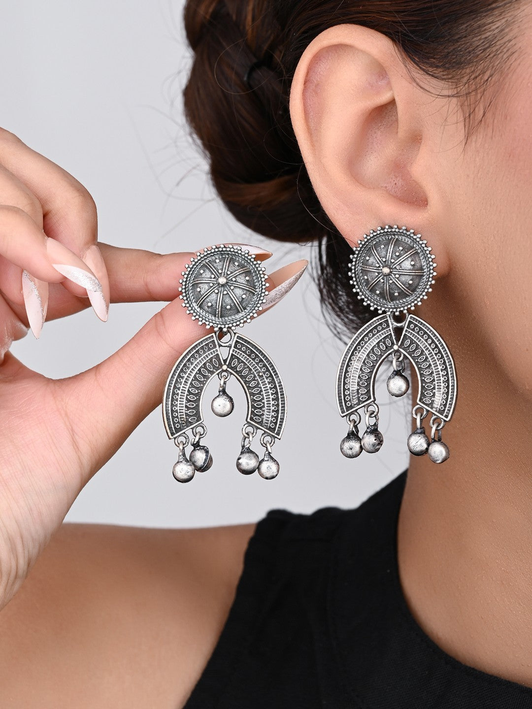 Tribal Crescent Drop Earrings